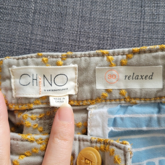 Anthropologie Embroidered Chino Pants - Picture 2 of 4